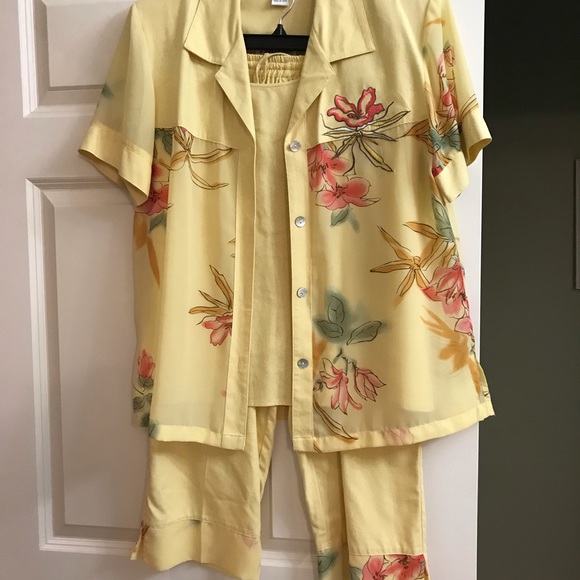 3pc silk cropped pant outfit - Picture 1 of 6